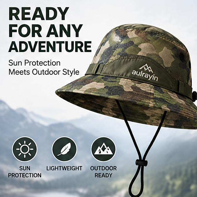 🪖 𝑨𝑼𝑳𝑹𝑨𝒀𝑰𝑵® Camo Outdoor Boonie Hat – Lightweight, Water-Resistant & UV Protection