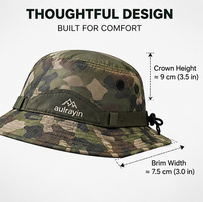 🪖 𝑨𝑼𝑳𝑹𝑨𝒀𝑰𝑵® Camo Outdoor Boonie Hat – Lightweight, Water-Resistant & UV Protection