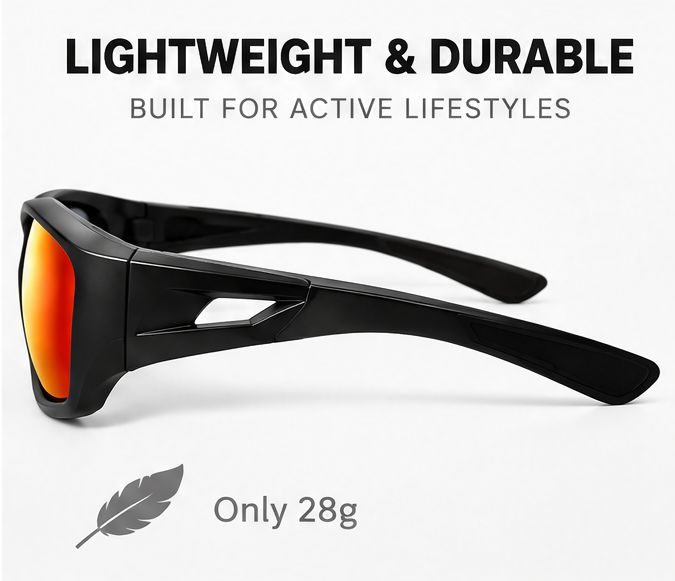 😎  𝑨𝑼𝑳𝑹𝑨𝒀𝑰𝑵® Active Polarized Sports Sunglasses – Lightweight 28g Frame & UV400 Protection