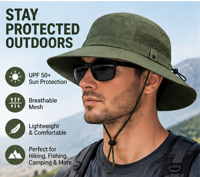 🌤️ 𝑨𝑼𝑳𝑹𝑨𝒀𝑰𝑵® Boonie Sun Hat – UPF 50+ Lightweight & Breathable