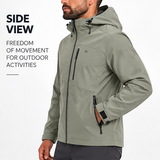 🌧️ 𝑨𝑼𝑳𝑹𝑨𝒀𝑰𝑵® Men’s Waterproof Shell Jacket – Breathable Hooded Outdoor Rain Jacket